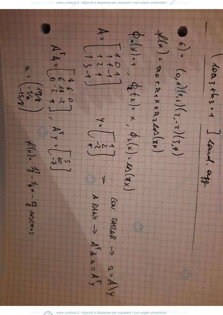 Anteprima pagina 1 — Esercizi Approssimazione Metodi Numerici
