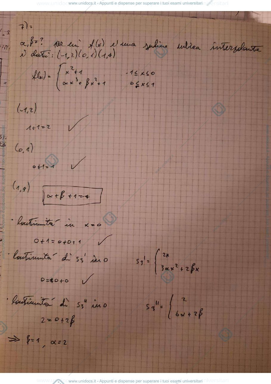 Anteprima pagina 1 — Esercizi Approssimazione Metodi Numerici