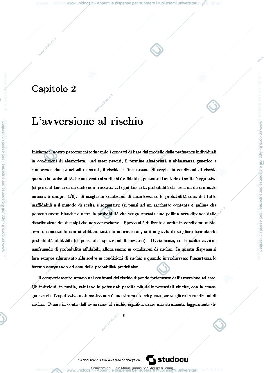 Anteprima pagina 4 — Teoria del rischio 