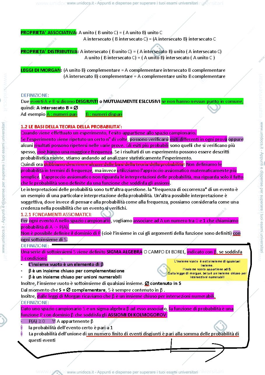 Anteprima pagina 2 — Metodi statistici per l'economia