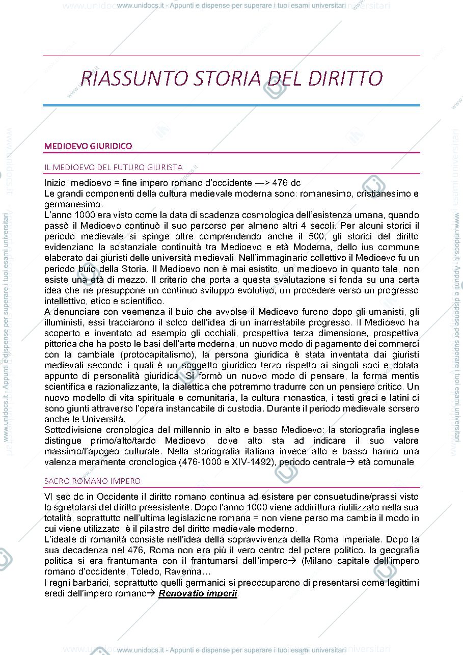 Anteprima pagina 1 — RIASSUNTO STORIA