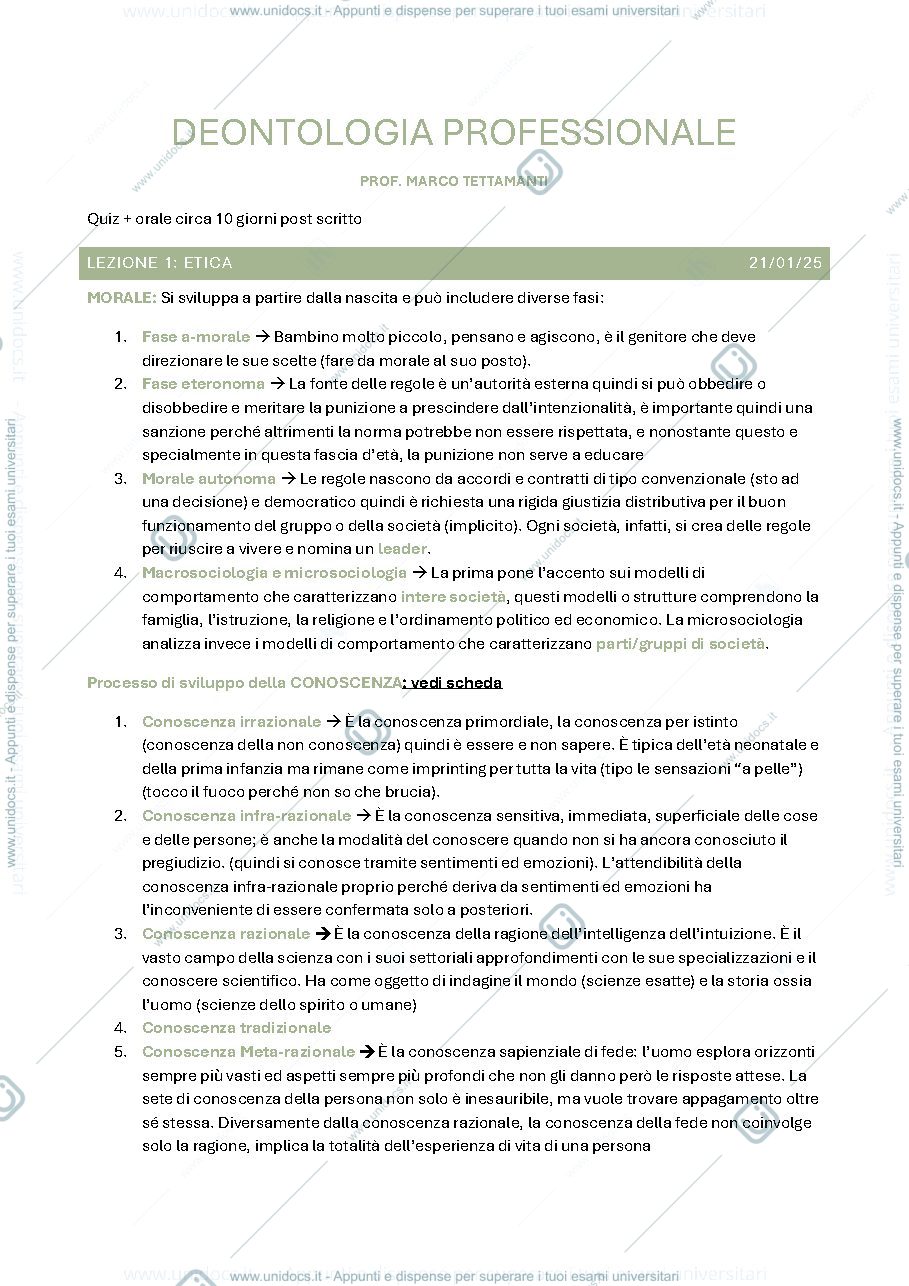 Anteprima pagina 1 — Deontologia professionale - Tettamanti