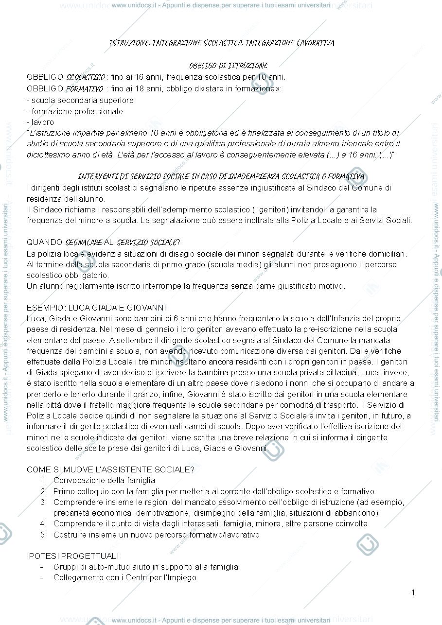 Anteprima pagina 1 — Appunti metodologia del servizio sociale, primo semestre