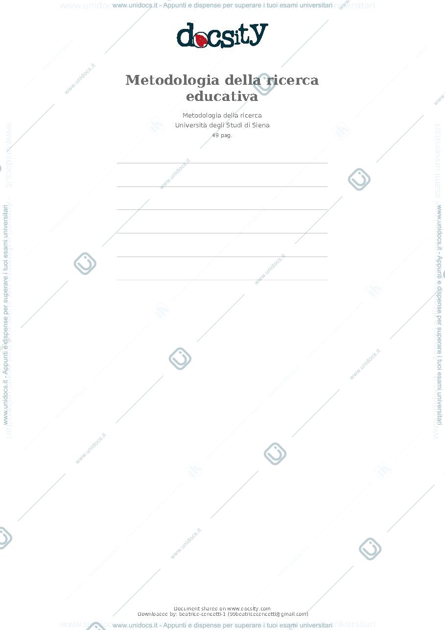 Anteprima pagina 1 — Metodologia della Ricerca Educativa