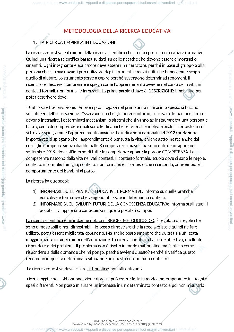 Anteprima pagina 2 — Metodologia della Ricerca Educativa