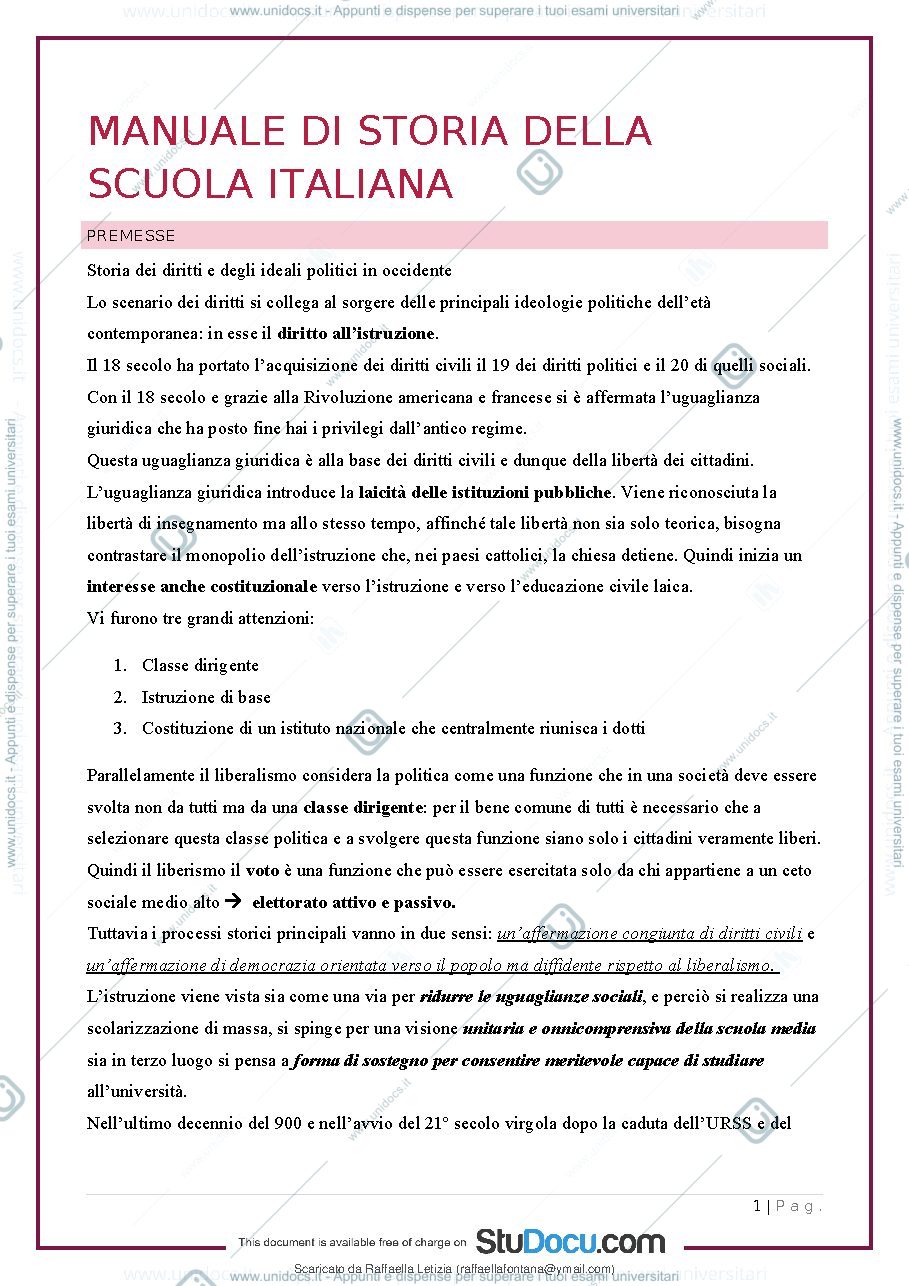 Anteprima pagina 2 — manuale di storia della scuola italiana