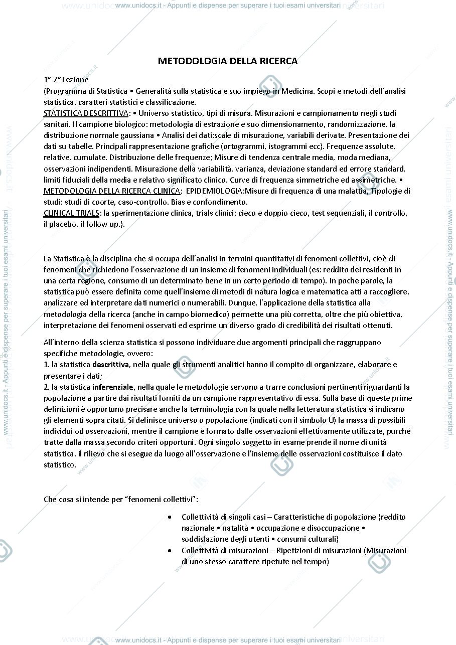 Anteprima pagina 1 — Metodologia della Ricerca