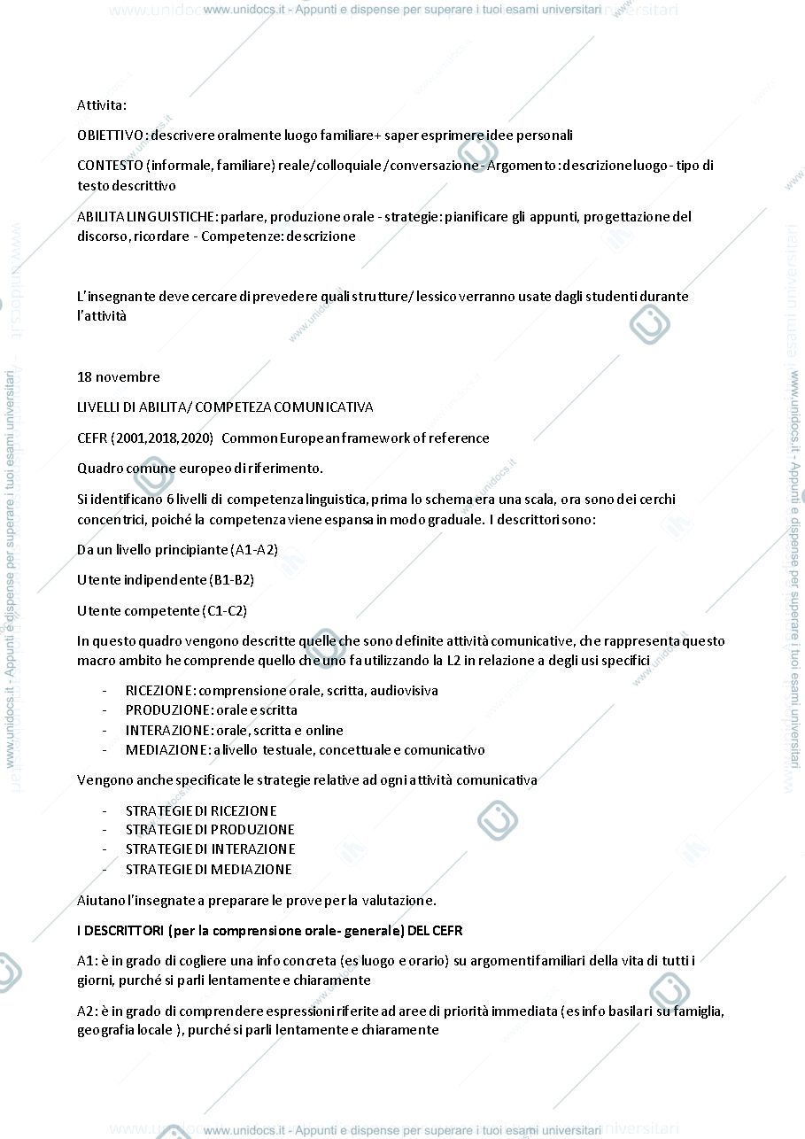 Anteprima pagina 2 — METODOLOGIA E DIDATTICA L2, ORGANIZZAZIONE DI UN CORSO L2