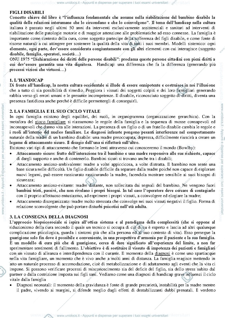 Anteprima pagina 1 — Figli disabili. La famiglia di fronte all'handicap