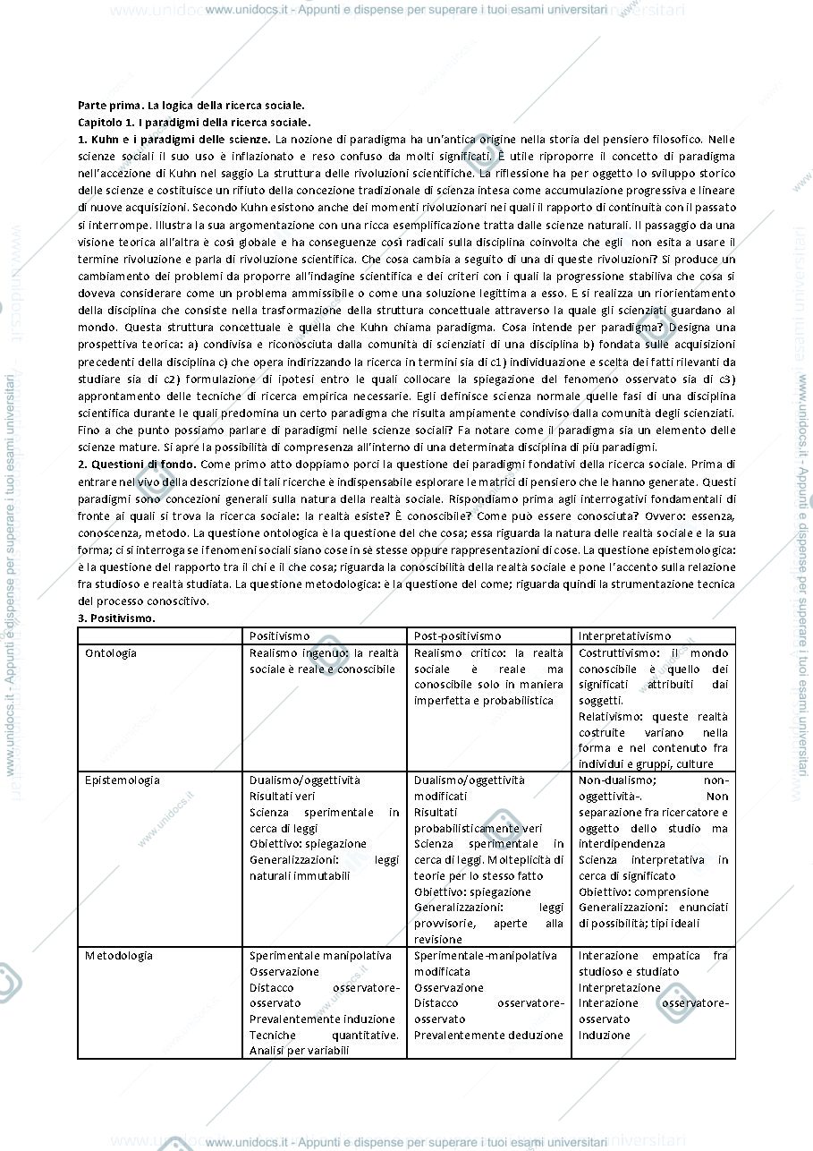 Anteprima pagina 1 — Appunti Metodologia e tecniche della ricerca empirica