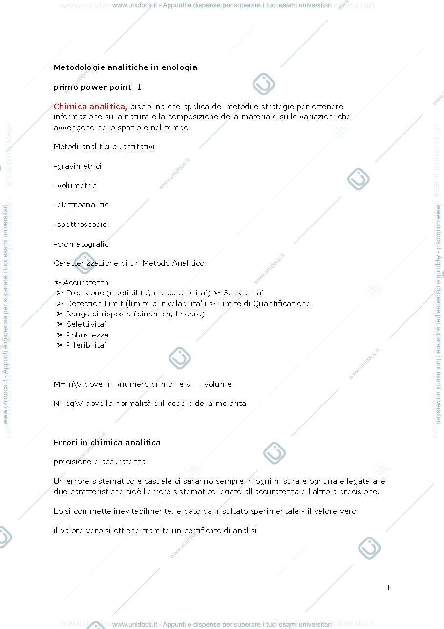Anteprima pagina 1 — Metolodologie analitiche