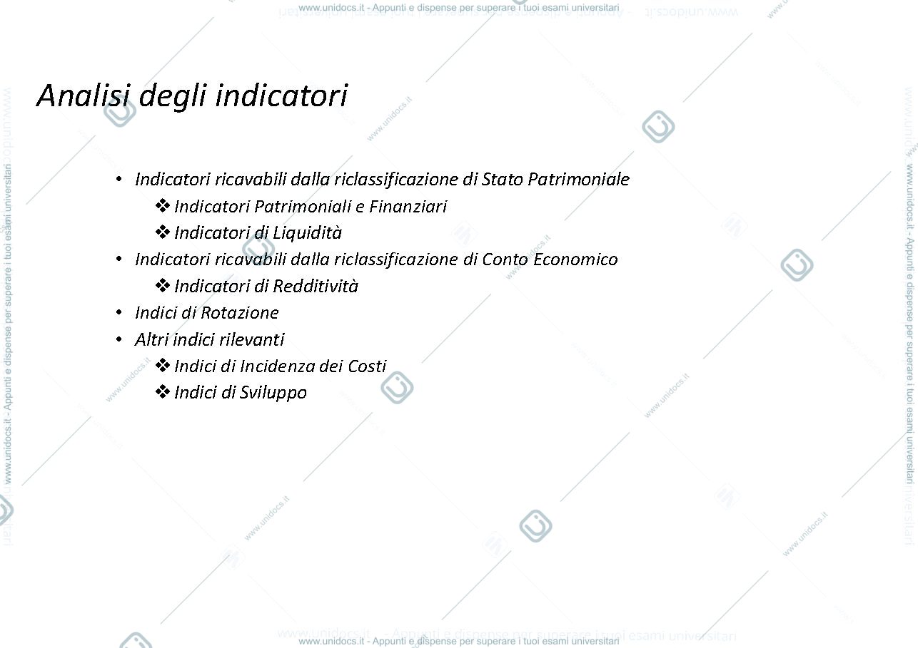 Anteprima pagina 2 — analisi degli indicatori