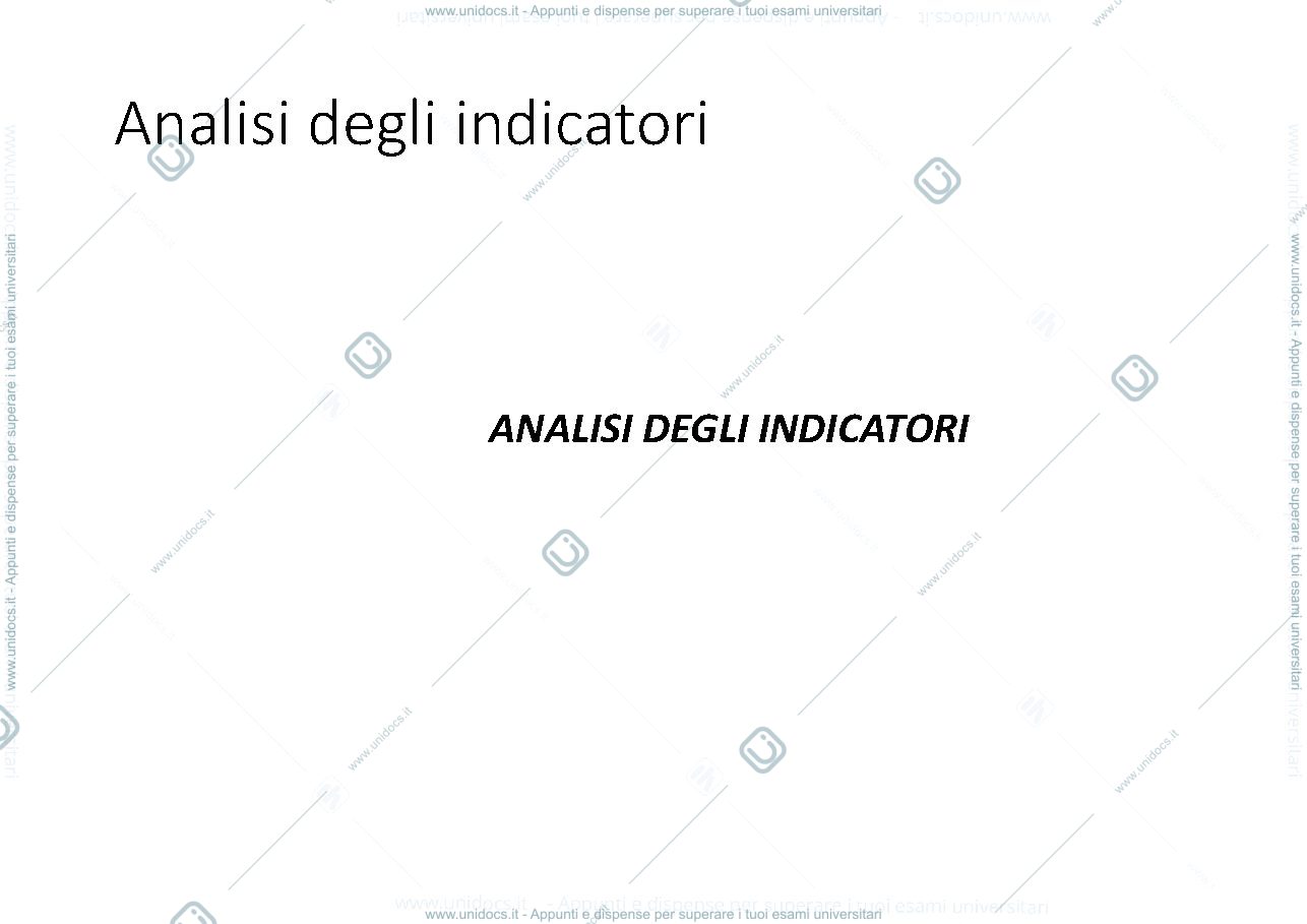 Anteprima pagina 3 — analisi degli indicatori