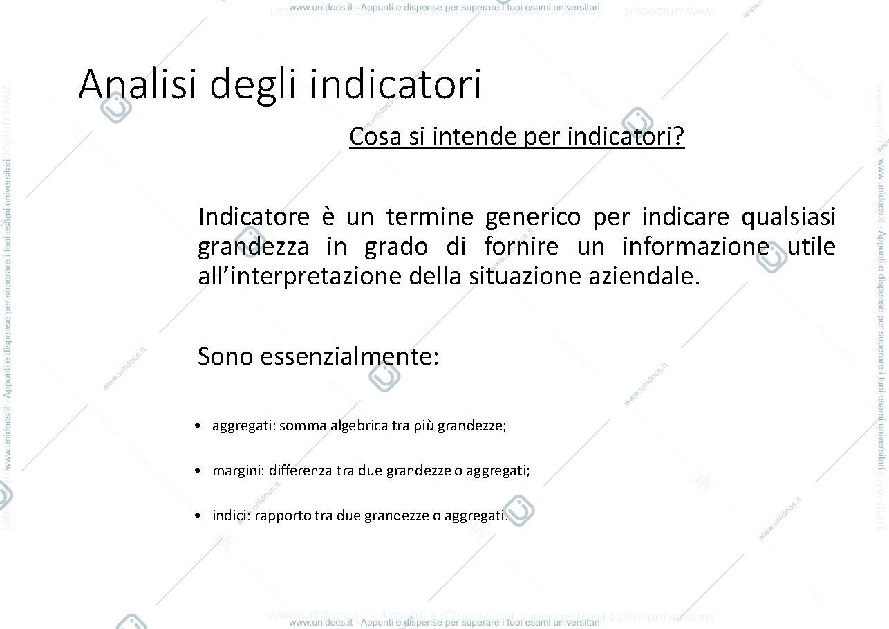 Anteprima pagina 4 — analisi degli indicatori