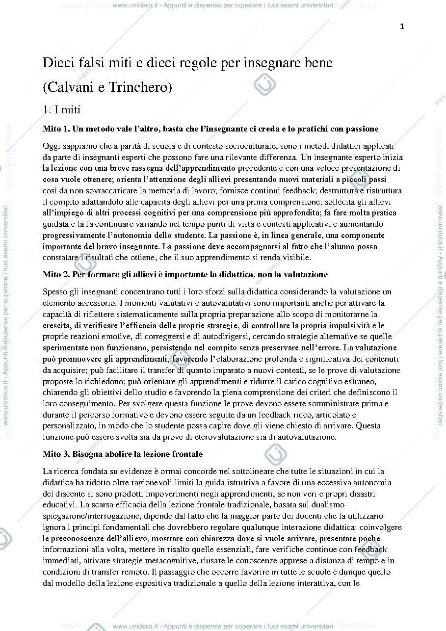 Anteprima pagina 1 — Dieci falsi miti e dieci regole per insegnare bene 