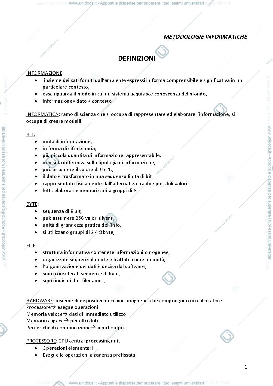 Anteprima pagina 1 — metodologie informatiche
