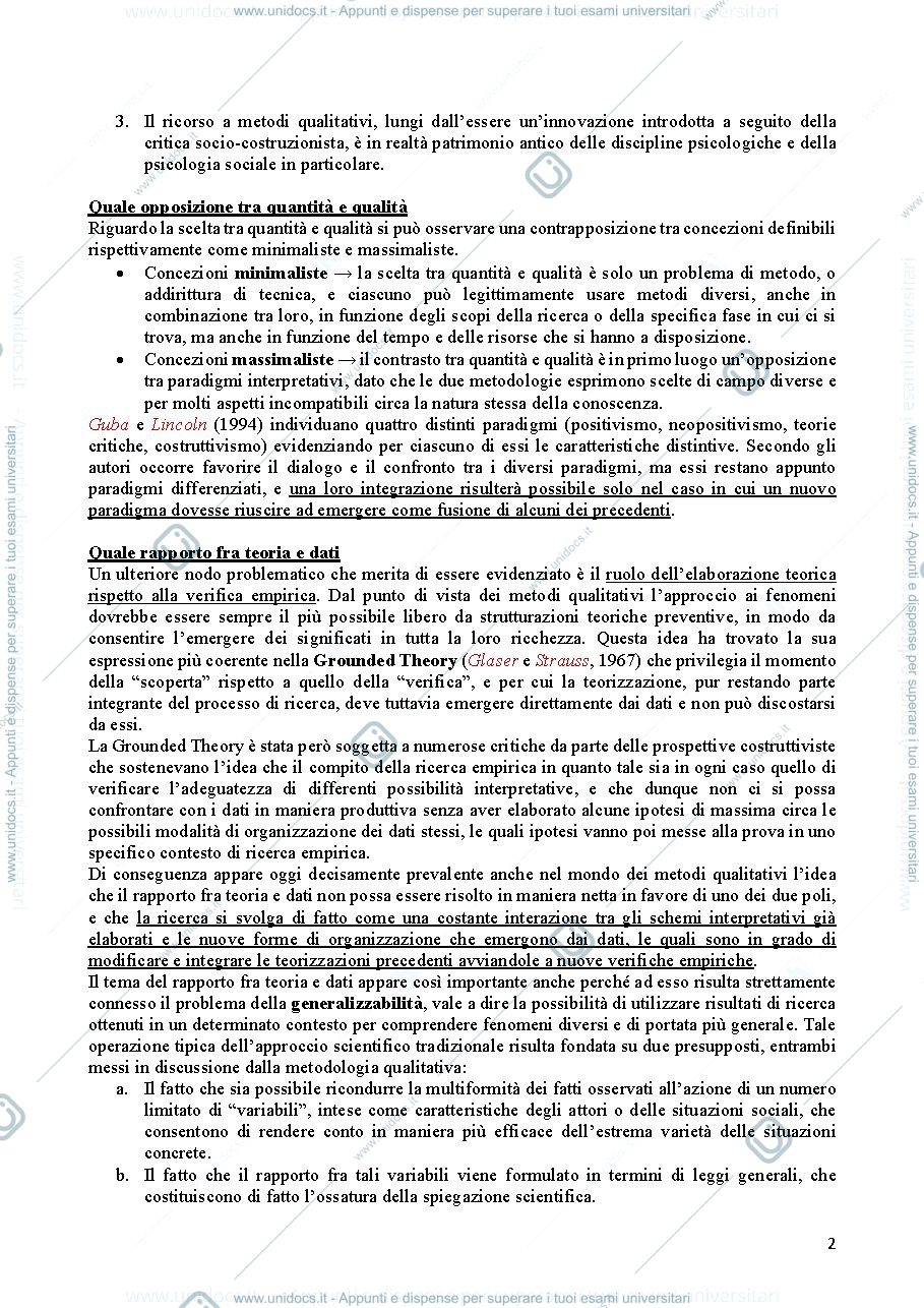 Anteprima pagina 2 — Riassunti Metodologie Qualitative