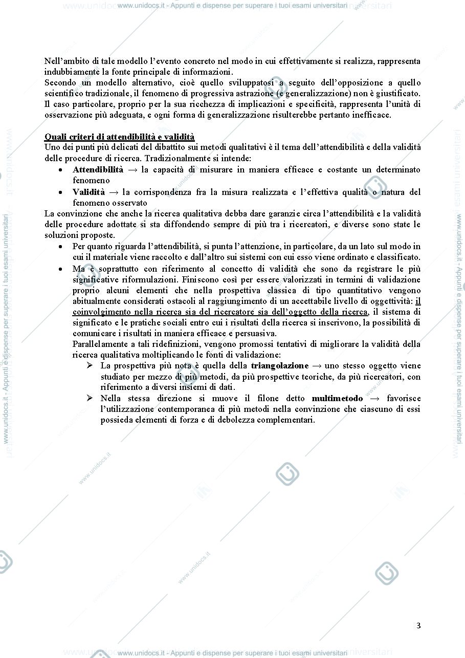 Anteprima pagina 3 — Riassunti Metodologie Qualitative