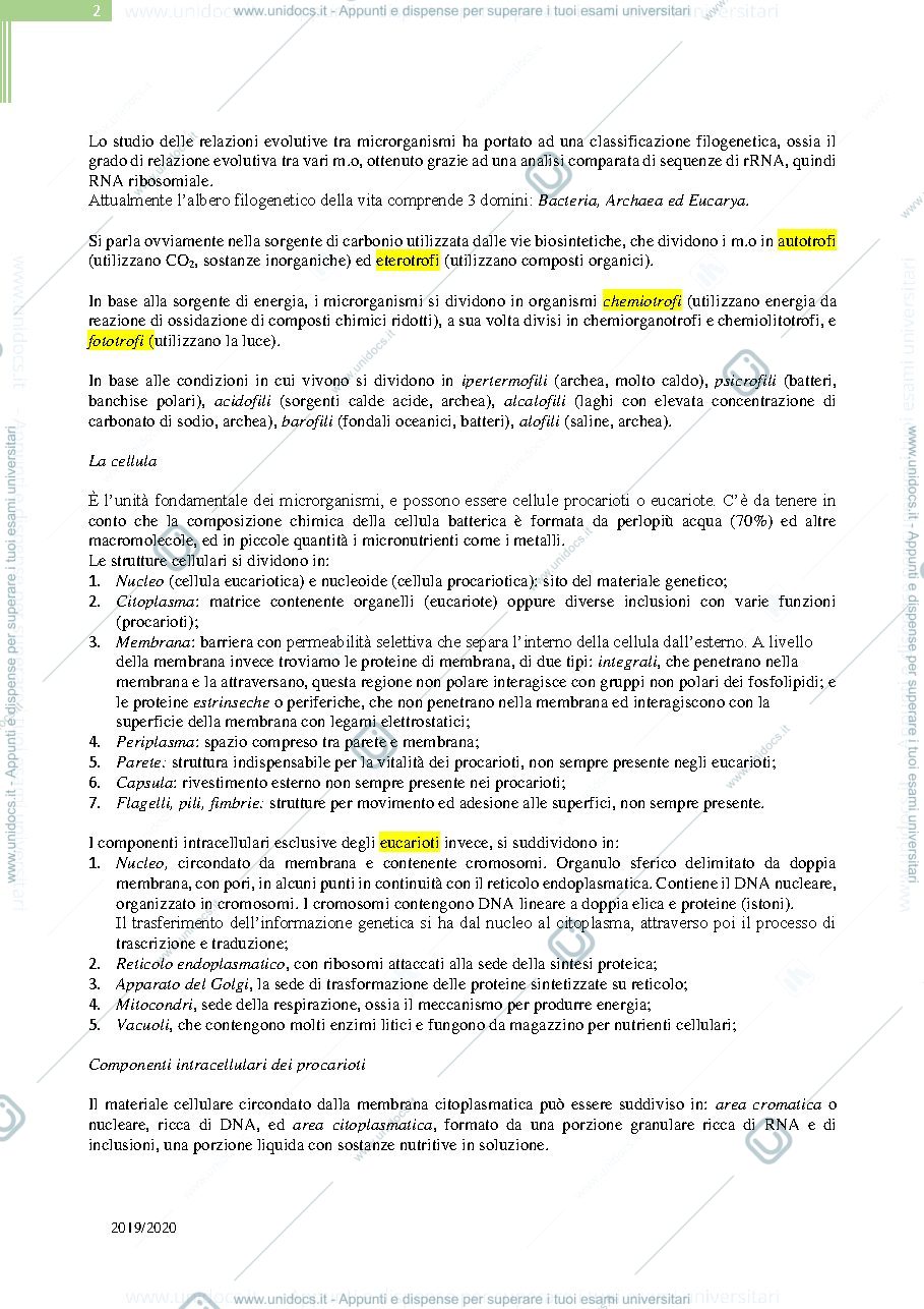 Anteprima pagina 2 — Riassunto Microbiologia