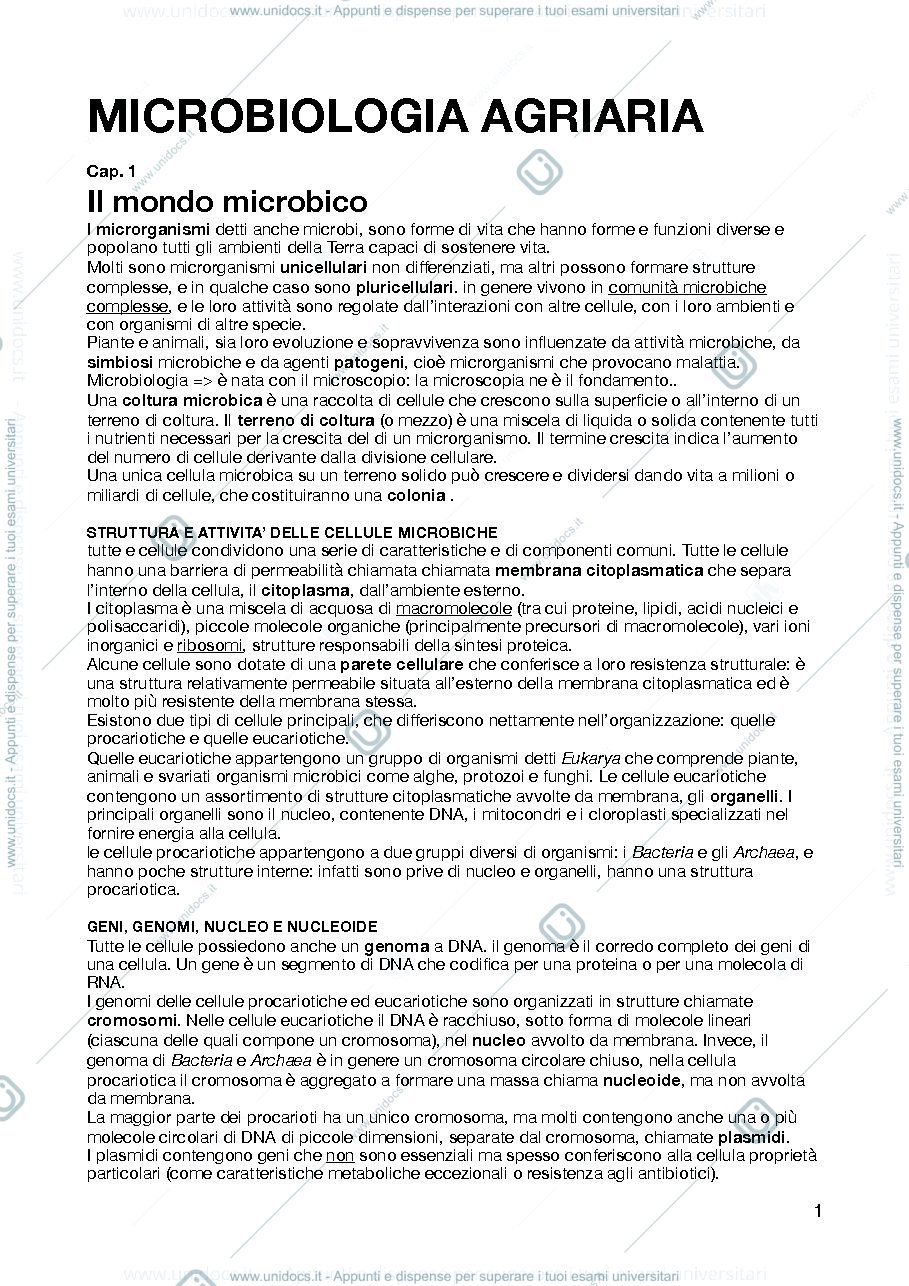 Anteprima pagina 1 — Microbiologia agraria