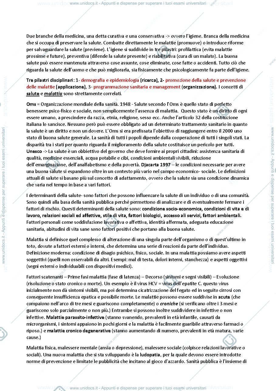 Anteprima pagina 1 — Appunti di igiene