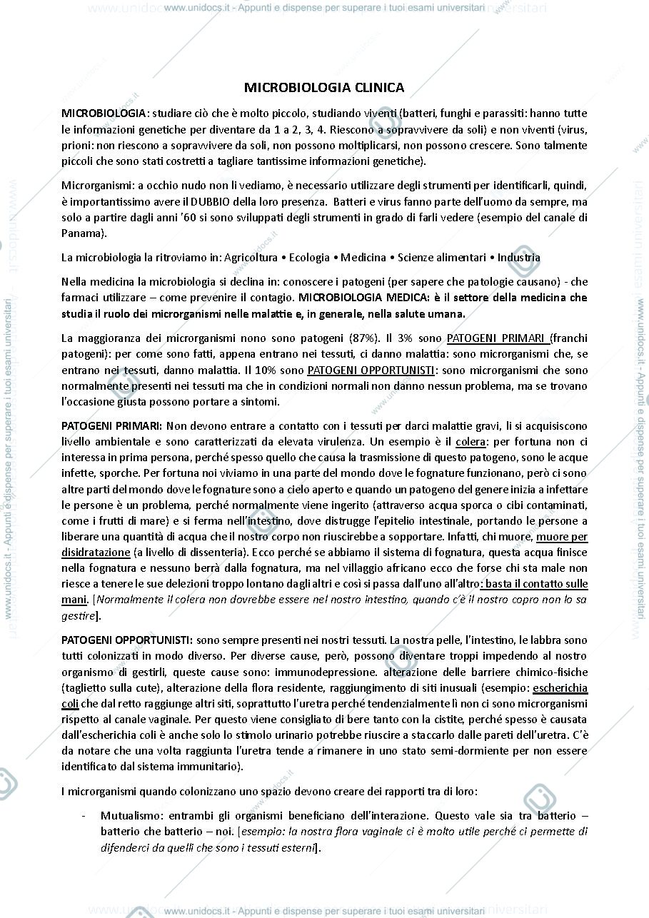 Anteprima pagina 1 — Microbiologia clinica