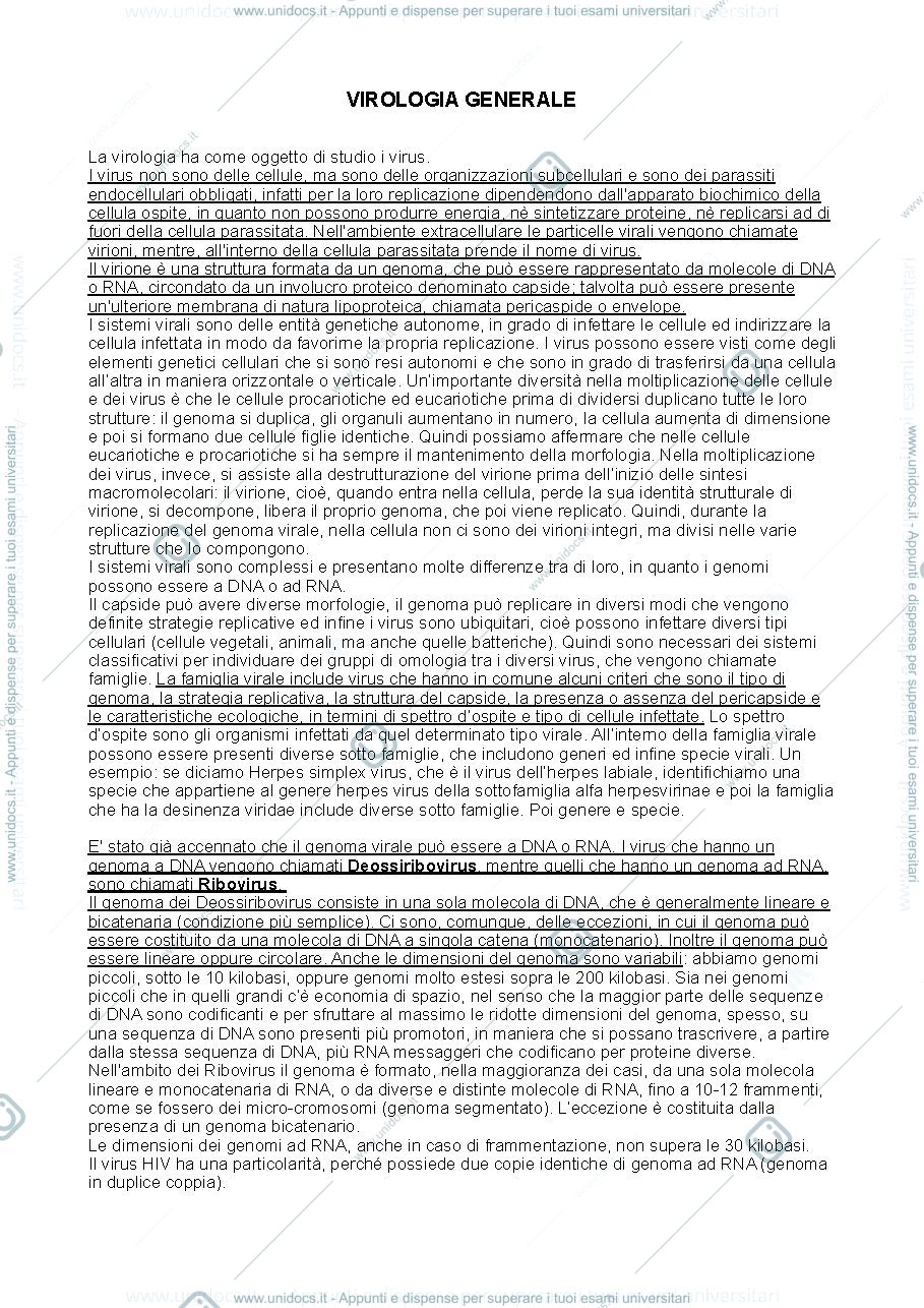 Anteprima pagina 1 — Virologia generale