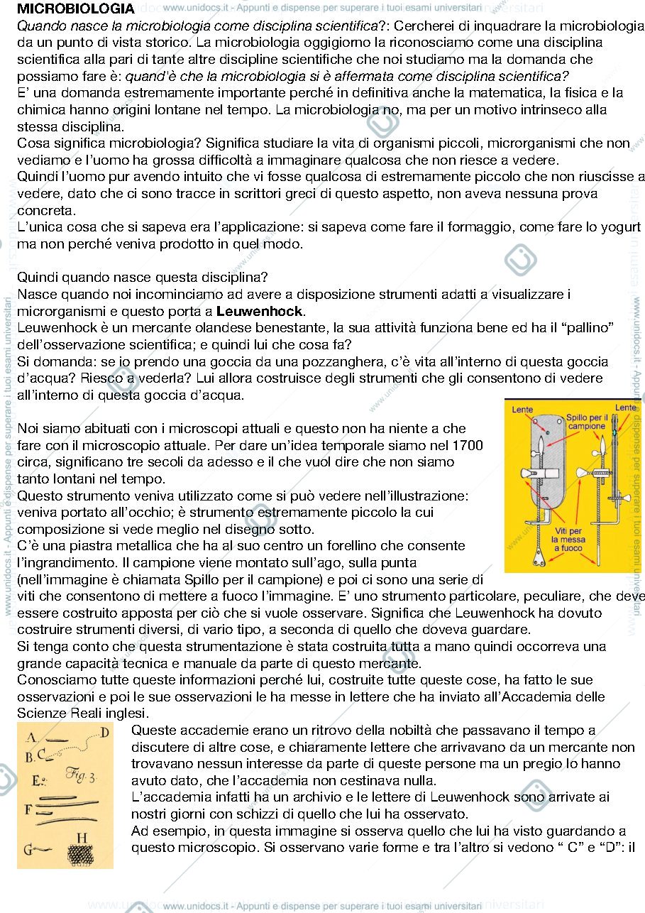 Anteprima pagina 1 — sbobine Microbiologia con laboratorio 