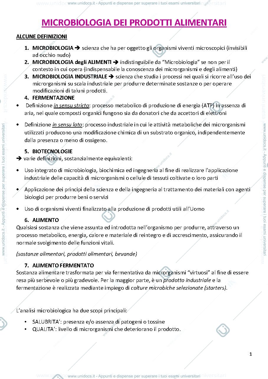 Anteprima pagina 1 — Microbiologia del alimenti