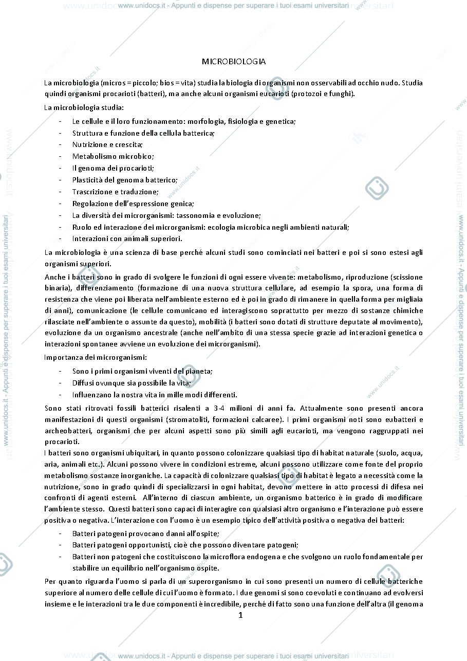 Anteprima pagina 1 — microbiologia