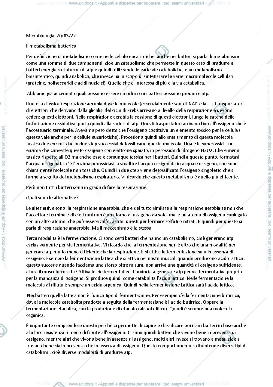 Anteprima pagina 1 — Sbobinatura lezione 22/03/2022 microbiologia generale