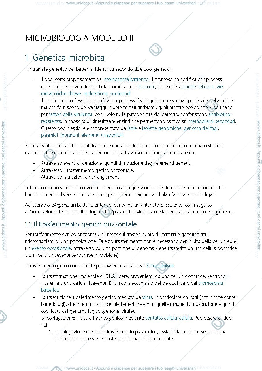 Anteprima pagina 1 — Microbiologia Secondo esonero