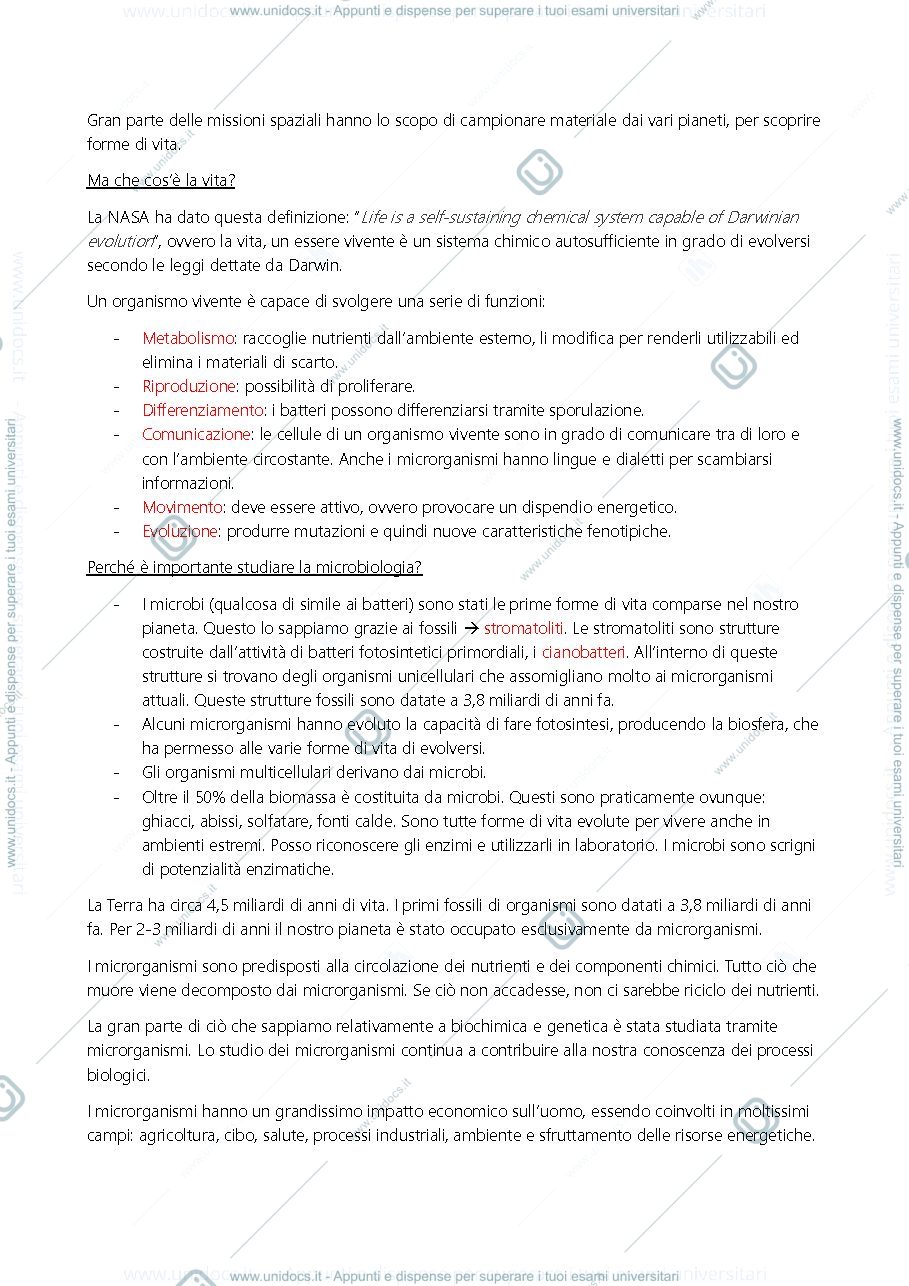 Anteprima pagina 2 — Microbiologia Primo esonero