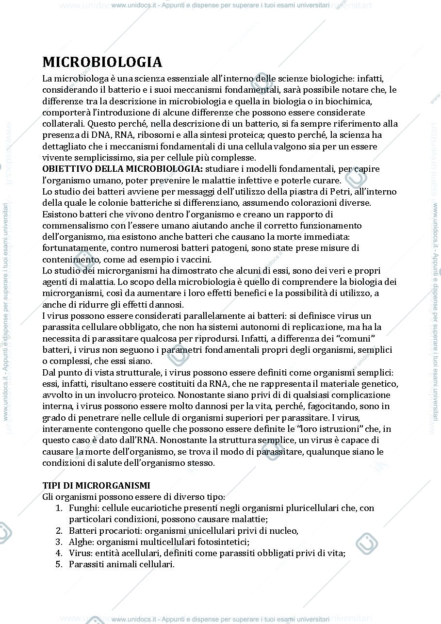 Anteprima pagina 1 — Microbiologia 