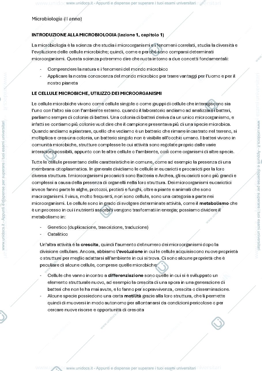 Anteprima pagina 1 — Microbiologia generale