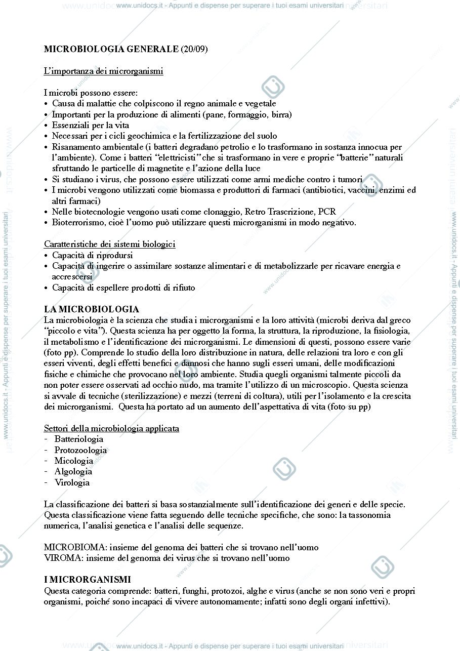 Anteprima pagina 1 — microbiologia generale