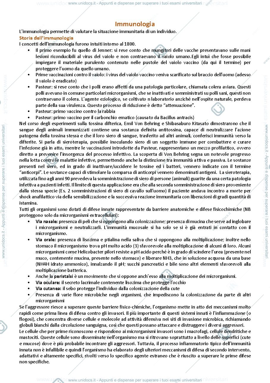 Anteprima pagina 1 — Immunologia