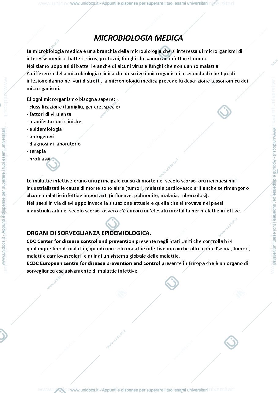Anteprima pagina 1 — MICROBIOLOGIA MEDICA