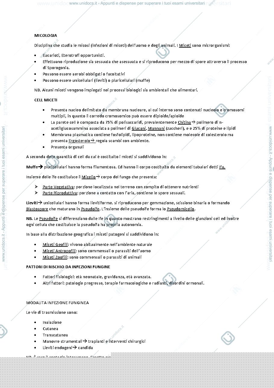 Anteprima pagina 1 — Micologia (appunti)