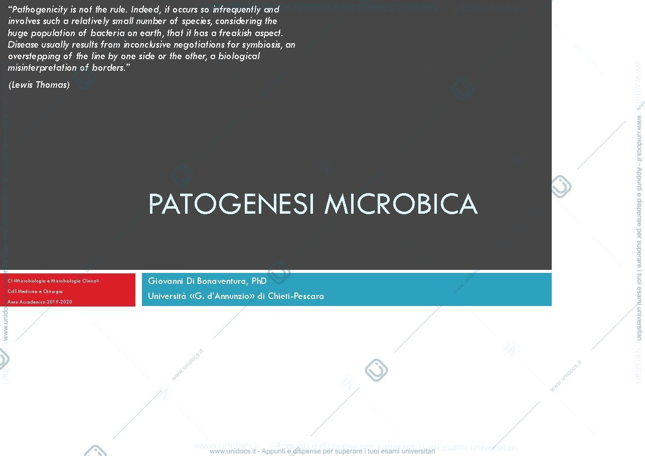 Anteprima pagina 1 — patogenesi microbica