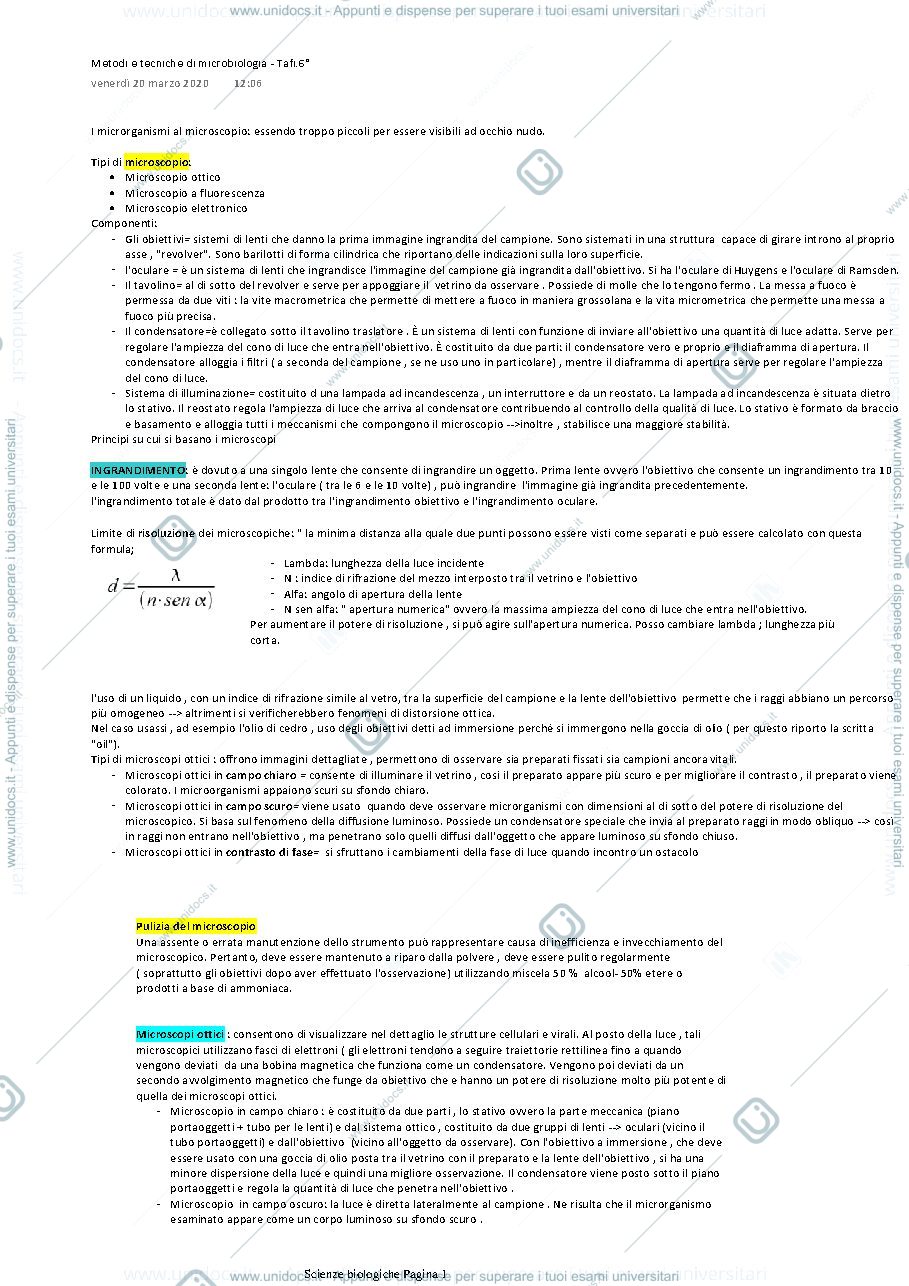 Anteprima pagina 1 — I microrganismi 