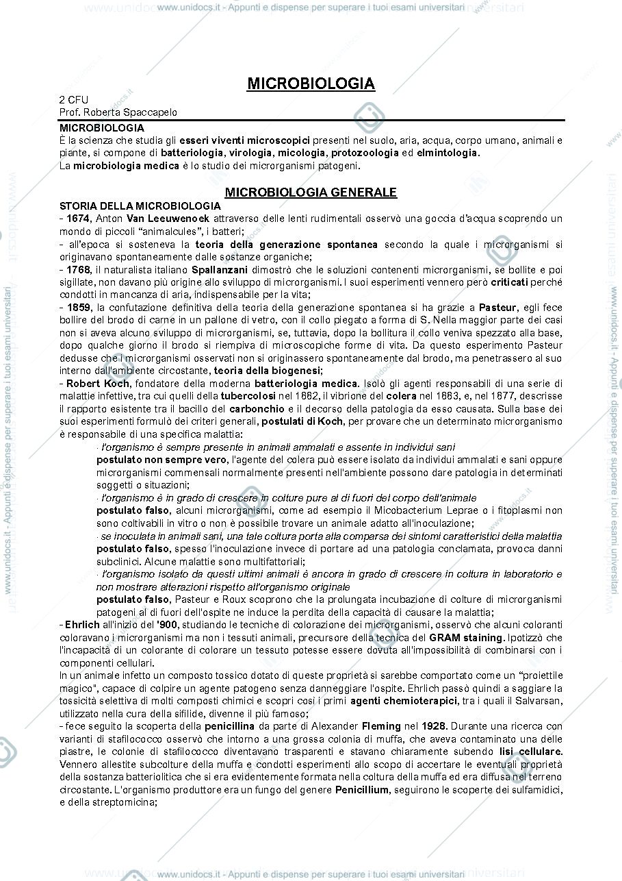 Anteprima pagina 1 — Microbiologia 
