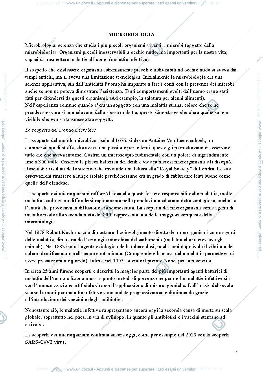 Anteprima pagina 1 — Microbiologia 