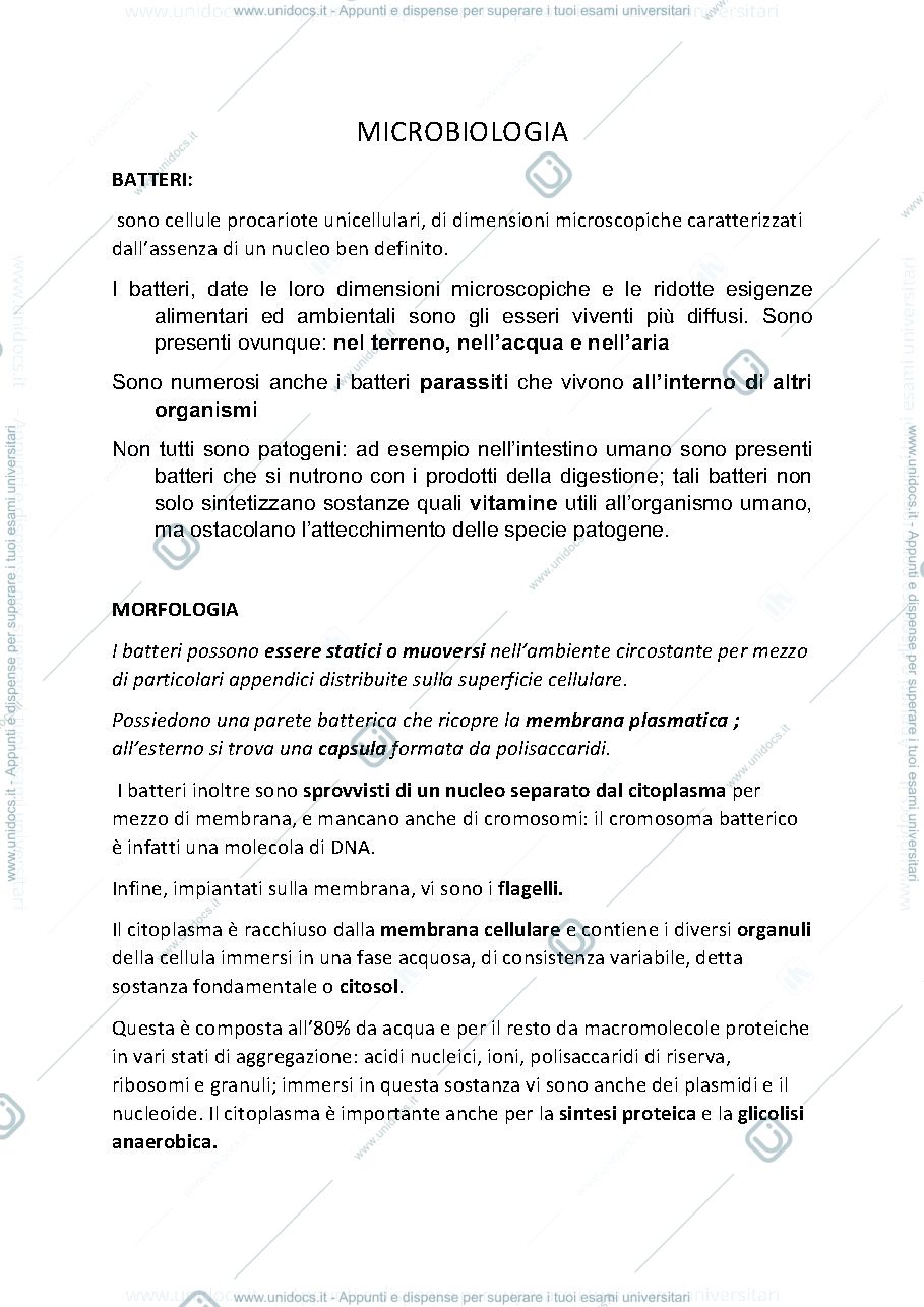 Anteprima pagina 1 — Microbiologia 