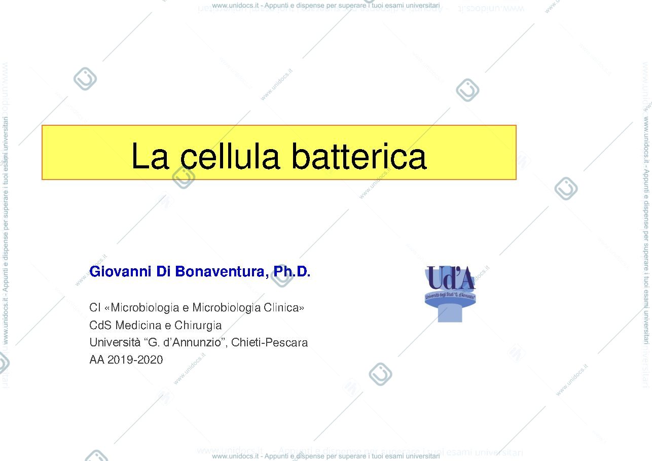 Anteprima pagina 1 — 1  MEDICINA cellula batterica - struttura - funzioni