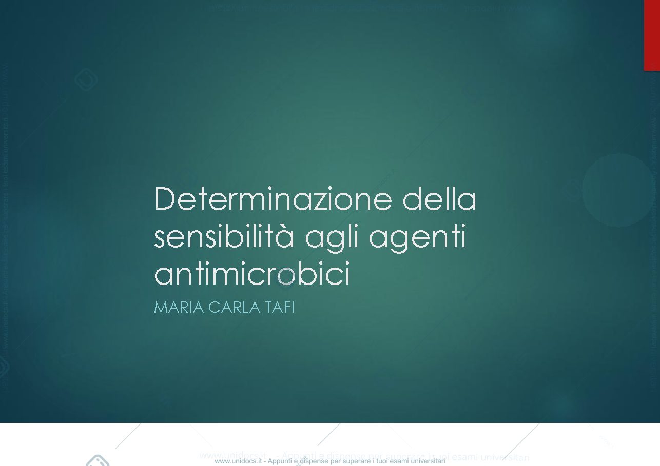 Anteprima pagina 1 — determinazione alla sensibilità agli  antibiotici 