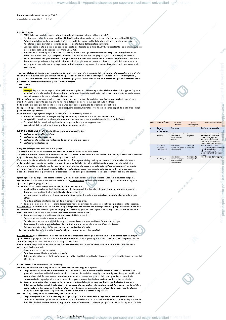 Anteprima pagina 1 — rischio biologico , Agent biologici
