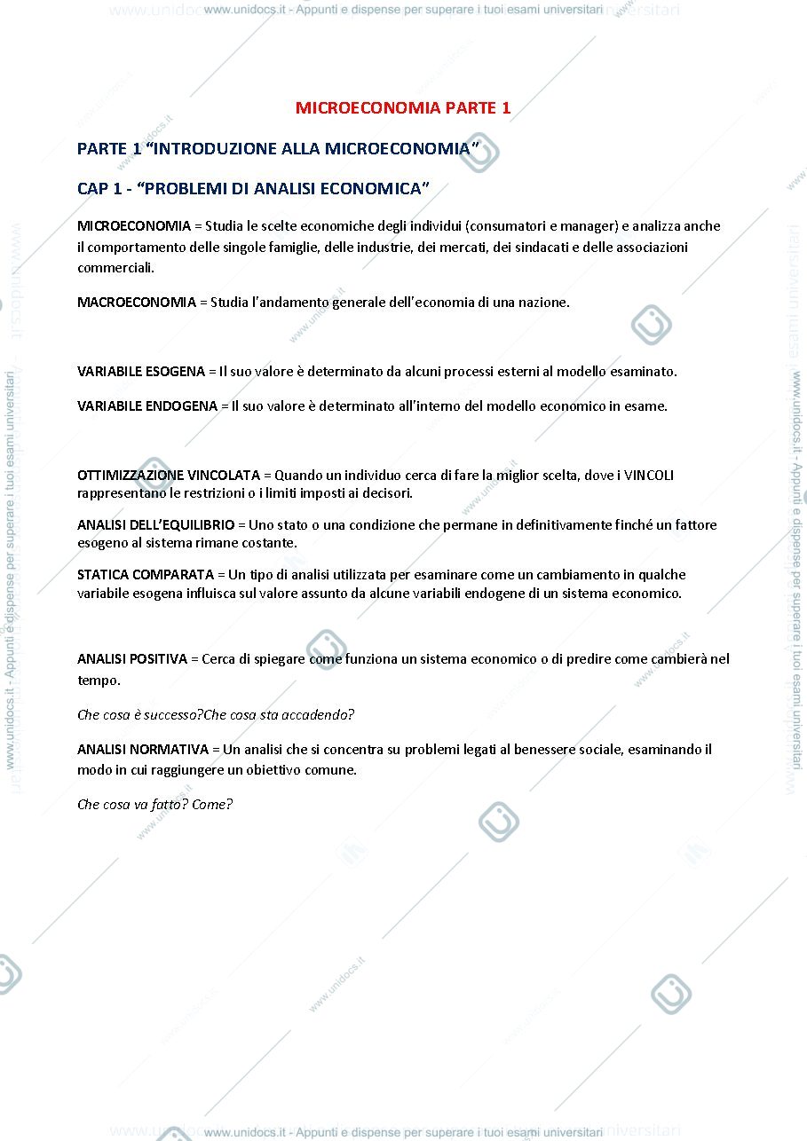 Anteprima pagina 1 — Microeconomia I