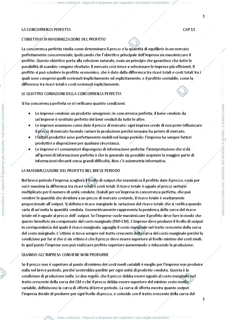 Anteprima pagina 1 — Microeconomia 1 parziale