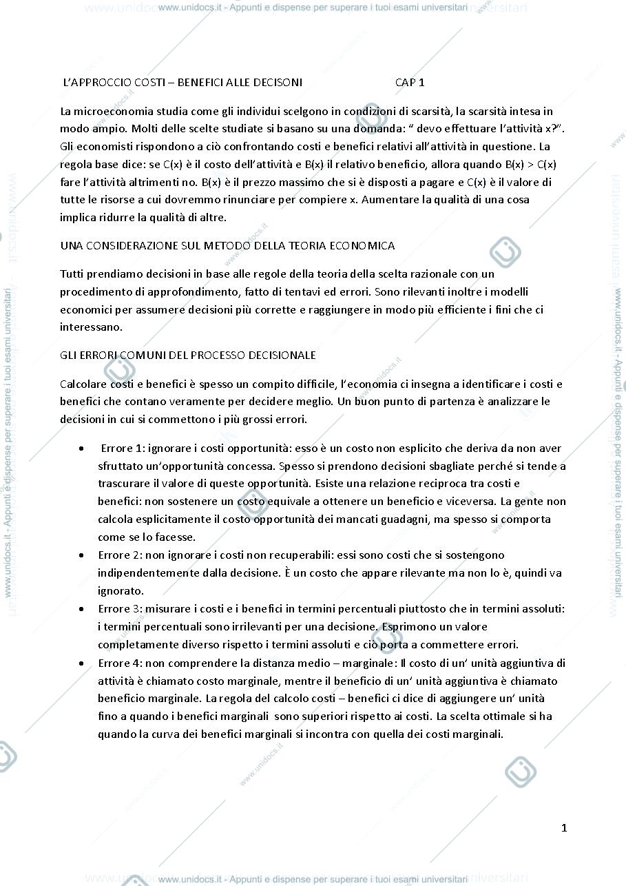 Anteprima pagina 1 — Microeconomia 2 parziale